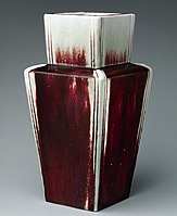 French square sang de boeuf glaze vase by Ernest Chaplet, c. 1889
