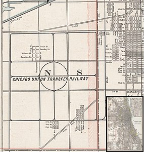 Realisierter Teil von Stickney's Circle auf einer Karte von Chicago aus dem Jahr 1901