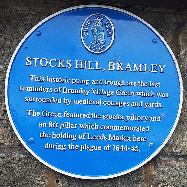 Blue plaque on Stocks Hill