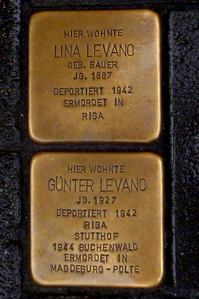 File:Stolperstein Günter und Lina Levano - Aachen.JPG