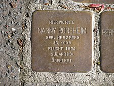 Stolperstein Nanny Herzberg, 1, Richard-Wagner-Straße 22, List, Hannover.jpg