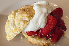American-style strawberry shortcake with a biscuit base