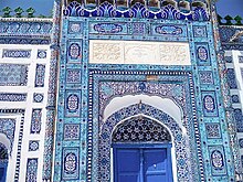 Door of Shah Abdul Latif shrine made of Kashi tiles The Door of Shrine of Shah Abdul Latif Bhittai.jpg