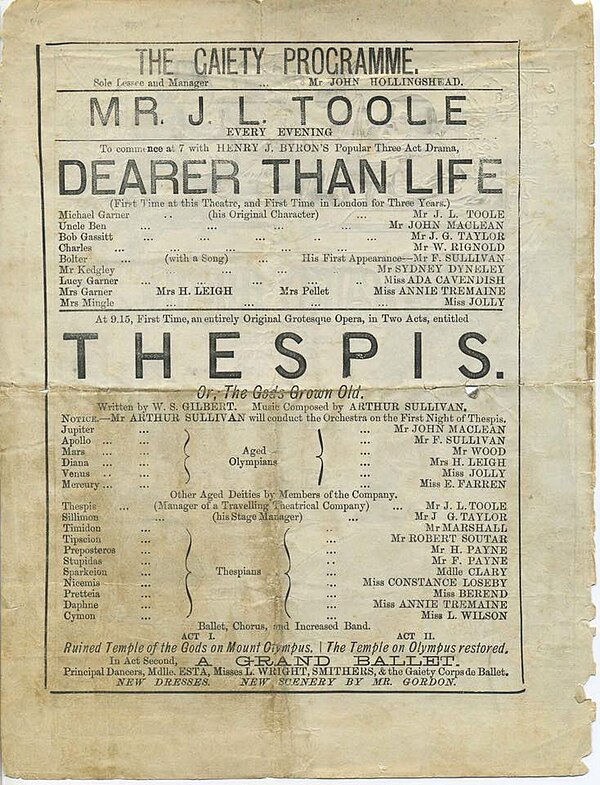 First night programme, 26 December 1871