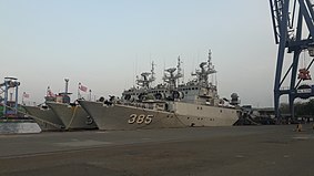 Indonesian Navy's Parchim-class corvettes in 2019 Three Indonesian Navy Kapitan Pattimura class on Tanjung Priok.jpg