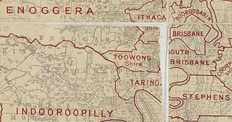 Map of Shire of Toowong and adjacent local government areas, March 1902 Toowong Shire, March 1902.jpg