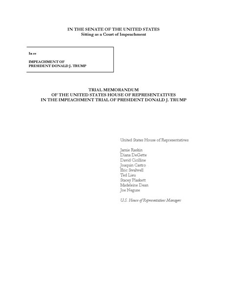File:Trial Memorandum of the United States House of Representatives in the Second Impeachment Trial of President Donald John Trump.pdf