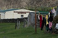 Guest houses provide accommodation for visitors as there are no hotels in the island. Tristan da Cunha - Mabel Clark Guest house.jpg