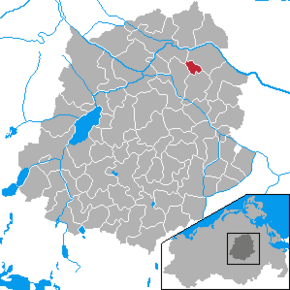 Poziția Tutow pe harta districtului Demmin