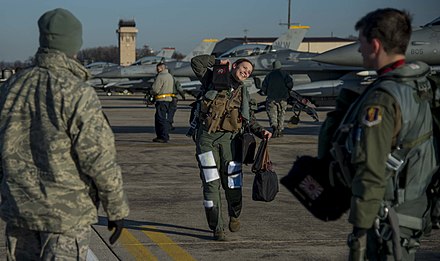 A female U.S. Air Force fighter pilot at Osan Air Base in South Korea