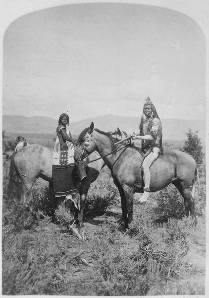 File:Uinta Ute warrior and his bride on horseback, northwest Utah, 1874 - NARA - 517733.tif