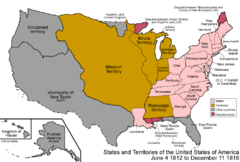 Missouriterritoriets utsträckning år 1812