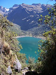 Der Bergsee Uspaccocha im nationalen Schutzgebiet Ampay