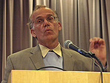 Hanson giving a lecture at Kenyon College in May 2005