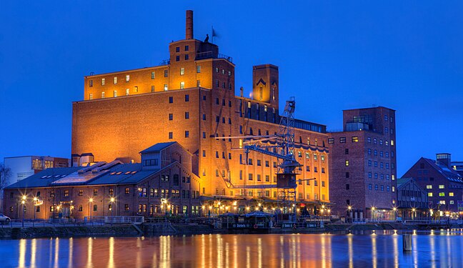 Werhahn-Mill, Duisburg Inner Harbour, Duisburg, Germany (at Blue Hour)