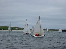 Westray Skiffs racing in the Bay of Pierowall