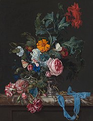 Nature morte aux fleurs avec une montre