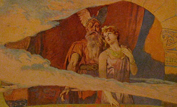 Wodan (Godan) and Frigg (Frea) looking out of a window in the heavens...