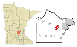 Wright County Minnesota Incorporated and Unincorporated areas Buffalo Highlighted.svg