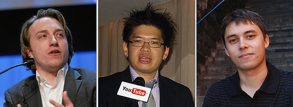 From left to right: Chad Hurley, Steve Chen, and Jawed Karim, the founders of YouTube.