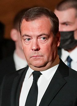 Дмитрий Медведев во время церемонии прощания с Владимиром Жириновским 8 апреля 2022 года