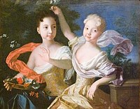 Portrait of the daughters of Peter I the Great Anna Petrovna and Elizaveta Petrovna by L.Caravaque (1717, Russian museum)