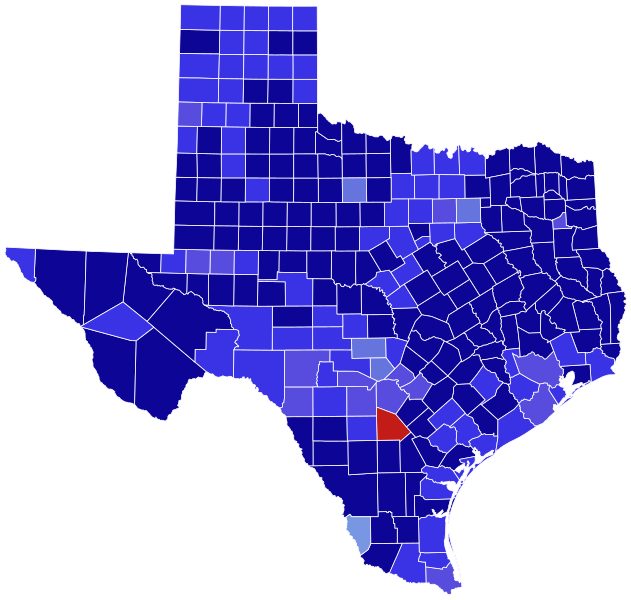 File:1954 United States Senate election in Texas results map by county.svg