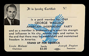 Wallace's 1969 AIP party card, showing annual dues of $3.00 for the organization 1969-AIP-party-card.jpg