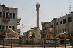 Lion sculptures in Ramallah's central square