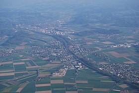 Aerial photo of Kirchberg, taken from a balloon on April 16, 2011