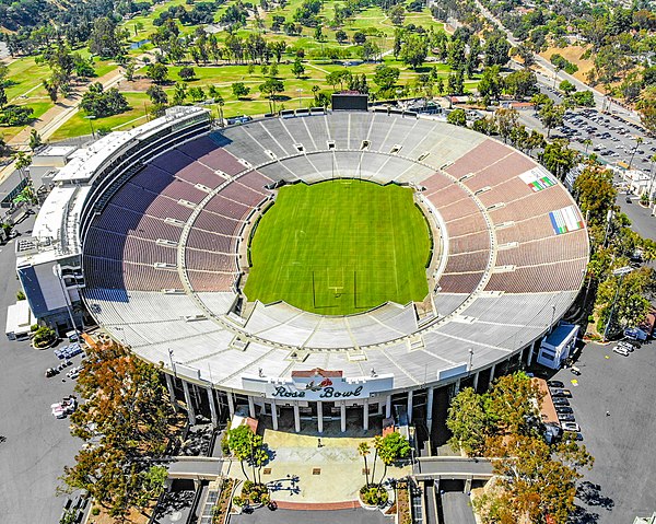 Rose Bowl stadium, the Final venue, photographed in 2018.