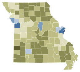 2020 Missouri Amandemen 2 hasil peta oleh county.svg