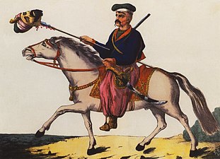 Victorious Zaporozhian Cossack with the head of a Tatar, 1786 print