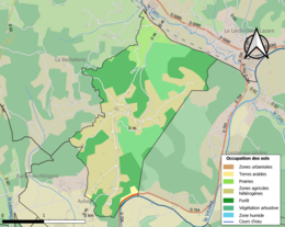 Carte des infrastructures et de l'occupation des sols de la commune en 2018 (CLC).