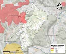 Carte des zones d'aléa retrait-gonflement des sols argileux des Farges.