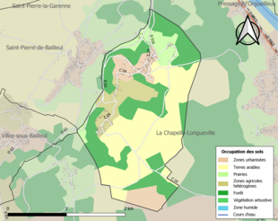 Barevná mapa znázorňující využití půdy.