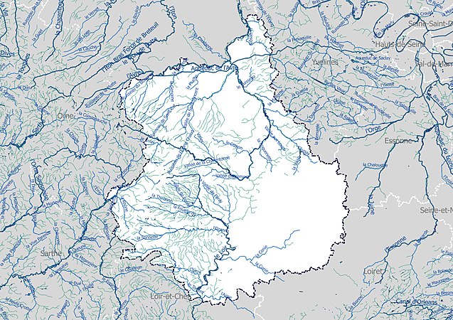 Carte de l'ensemble du réseau hydrographique d'Eure-et-Loir.