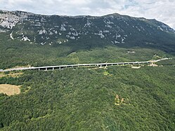 Zračni pogled na viadukt Šumljak in Nanos, julij 2024