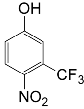 Chemical structure of 3-trifluoromethyl-4-nitrophenol (TFM), a common lampricide 3-Trifluoromethyl-4-nitrophenol.png