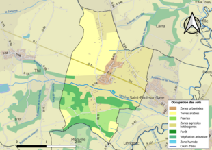 Kolorowa mapa przedstawiająca użytkowanie gruntów.