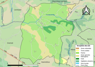 Kolorowa mapa przedstawiająca użytkowanie gruntów.