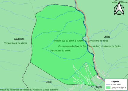 Carte des ZNIEFF de type 1 sur la commune.