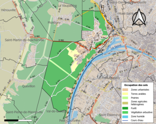 Kolorowa mapa przedstawiająca użytkowanie gruntów.