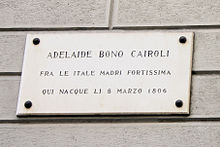 8851 - Milano - Via Bigli - Lapide Adelaide Bono Cairoli - Fotoğraf Giovanni Dall'Orto - 14-Apr-2007.jpg