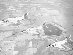 Three VA-44 A-4Bs in flight during the 1960s. A-4B Skyhawks VA-44 in flight 1960s.jpg