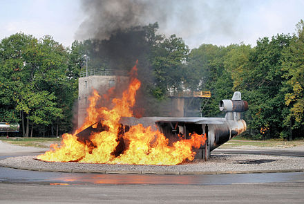 The Alpena CRTC boasts a multitude of fire fighter training aids including our Aircraft Fire Training Simulator. The aircraft mock-up is used to train fire fighters in actual hands-on, live fire in aircraft emergencies. Using environmentally friendly Liquefied Propane Gas (LPG) in a liquid and vapor state, fire fighters can practice extracting occupants from aircraft.