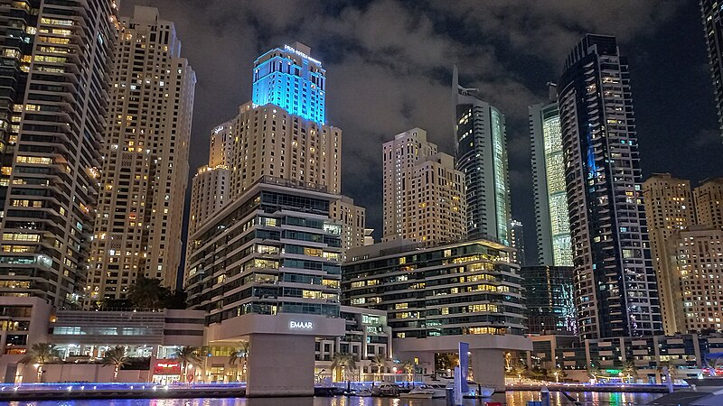 File:A night at the Dubai Marina.jpg