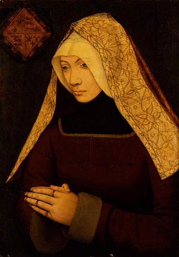 A young woman, believed by some to be a young Lady Margaret Beaufort, in the National Portrait Gallery