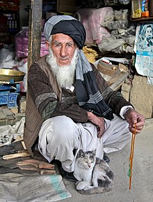 An Afghan man with a tasbih Afghan man holding a tasbih, with a cat.jpg