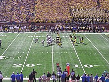 The Air Force Falcons in the flexbone formation against Michigan in 2012 Air Force vs. Michigan football 2012 3 (Air Force on offense).jpg